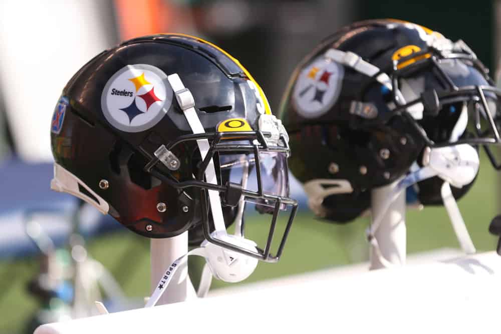 A Pittsburgh Steelers helmet during the game against the Pittsburgh Steelers and the Cincinnati Bengals on November 24th 2019, at Paul Brown Stadium in Cincinnati, OH.